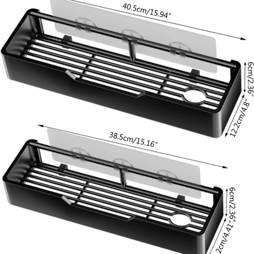 NEW Black No-Drill Bathroom Shelves